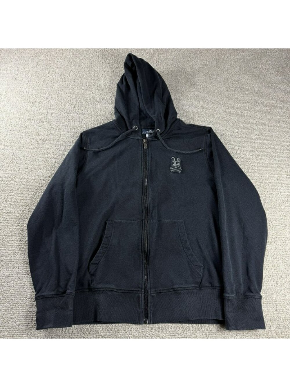 Psycho Bunny Full Zip Hooded Jacket Black Men’s Size Medium